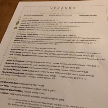 Veranda Restaurant - Dinner menu - American Near Me - San Diego, California Veranda Restaurant - Dinner menu - American Near Me - San Diego, California