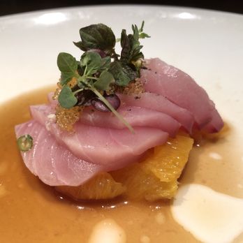 Uchi Houston - Hama Chili (yellowtail, ponzu, Thai chili, orange supreme) for $18.50 - Sushi Bars Near Me - Houston, Texas Uchi Houston - Hama Chili (yellowtail, ponzu, Thai chili, orange supreme) for $18.50 - Sushi Bars Near Me - Houston, Texas