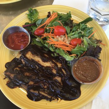 The Grain Cafe - Daily special today: tamales with veggies and mole sauce with side salad. It was delicious! - Vegan Near Me - Long Beach, California The Grain Cafe - Daily special today: tamales with veggies and mole sauce with side salad. It was delicious! - Vegan Near Me - Long Beach, California
