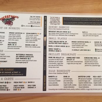 The Fat Radish - Menu - Breakfast & Brunch Near Me - Cornucopia, Wisconsin