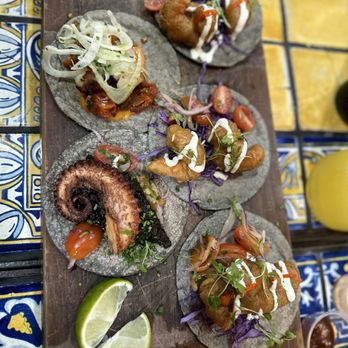 Holbox - Baja Shrimp Taco Scallop Taco Taco De Pulpo En Su Tinta - Latin American Near Me - Los Angeles, California Holbox - Baja Shrimp Taco Scallop Taco Taco De Pulpo En Su Tinta - Latin American Near Me - Los Angeles, California