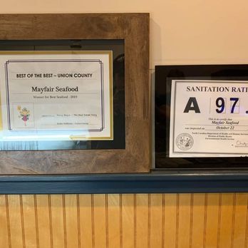 Mayfair Seafood - Best Seafood Union County Winner 2019 and look at that score! - Seafood Near Me - Monroe, North Carolina