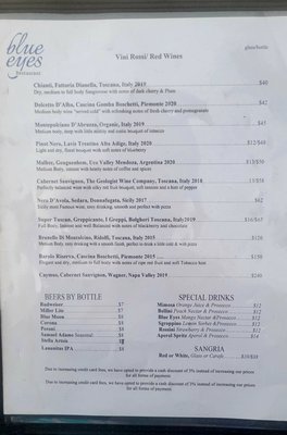 Menu photo 4 Blue Eyes Restaurant Hoboken, NJ