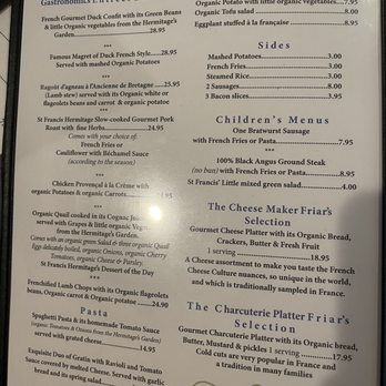 St Francis' Hermitage Restaurant - Menu - French Near Me - Gays Mills, Wisconsin St Francis' Hermitage Restaurant - Menu - French Near Me - Gays Mills, Wisconsin