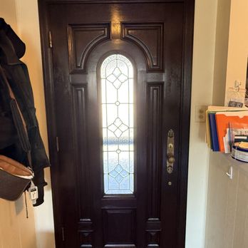 Super Painting - Wooden entry door sanded, stained, clear coat. - Painters Near Me - Los Angeles, California