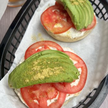Active Culture - Bagel w/ Cream Cheese, Avo and Tomato - Cafes Near Me - Long Beach, California