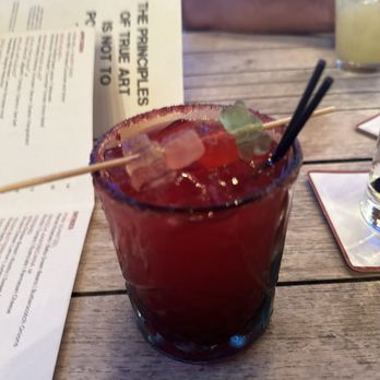 Dada - Prickly pear margarita. Looked cute but was too sweet for our liking - New American Near Me - Delray Beach, Florida