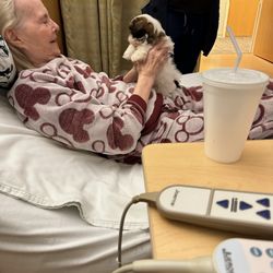 ProMedica Skilled Nursing and Rehabilitation - Sterling Heights - RN brought in her puppy and let mom hold it!