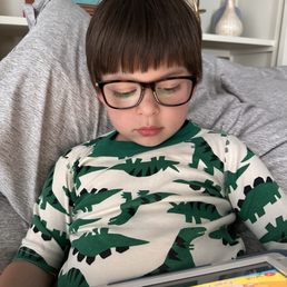 Our happy boy with his glasses. Our happy boy with his glasses.