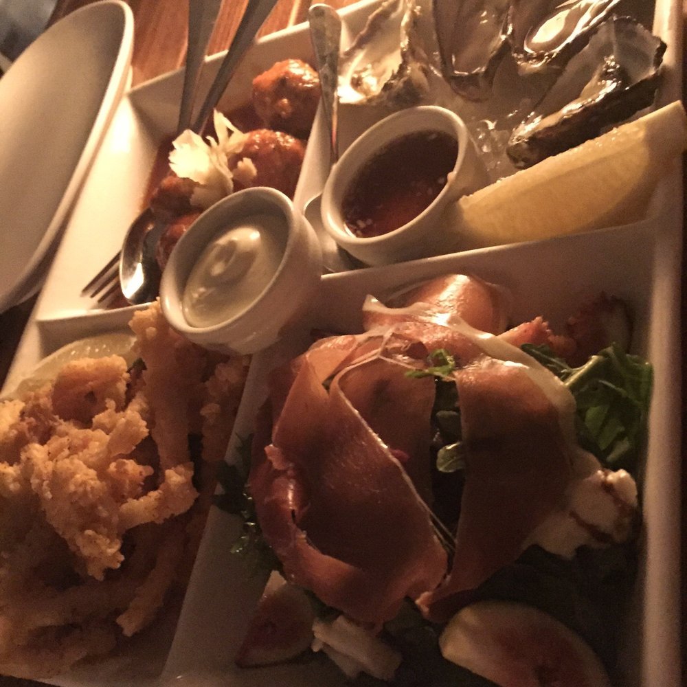 Hugos Manly - Antipasto, fig salad, calamari, Italian meatballs, and fresh oyster - Pizza Near Me - Manly, NSW Hugos Manly - Antipasto, fig salad, calamari, Italian meatballs, and fresh oyster - Pizza Near Me - Manly, NSW