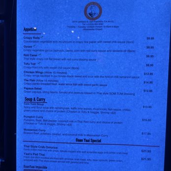Baan Yaai - Menu - Thai Near Me - San Francisco, California Baan Yaai - Menu - Thai Near Me - San Francisco, California
