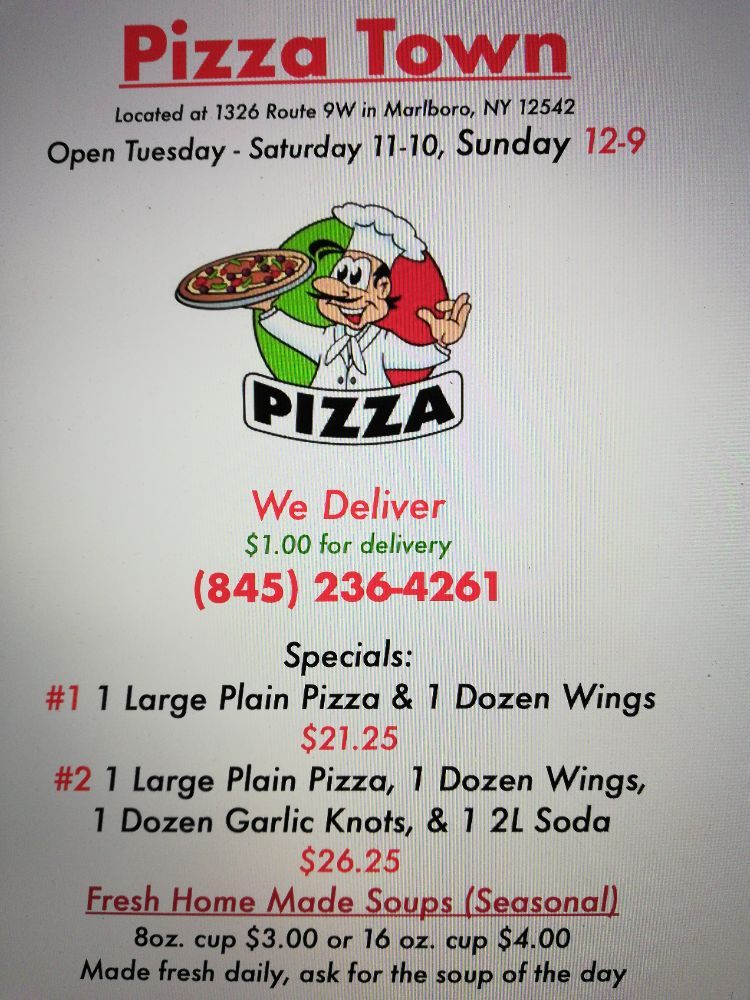 PIZZA TOWN 28 Reviews 1326 Route 9W, Marlboro, New York Pizza