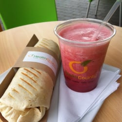 Health County - The Berry Blast Smoothie and wrap. Photo taken by Andy Hare - food blogger at vegiefoodie.com