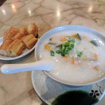 Mike's Noodle House - Pumpkin and rock cod congee with half Chinese donut - Cantonese Near Me - Seattle, Washington Mike's Noodle House - Pumpkin and rock cod congee with half Chinese donut - Cantonese Near Me - Seattle, Washington