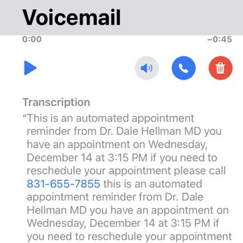 Helman Dale A, MD - Reminder voicemail - Neurologist Near Me - Monterey, California