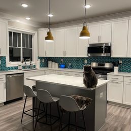 Our new blacksplash using Fireclay's Escher tile. What a statement! Our new blacksplash using Fireclay's Escher tile. What a statement!