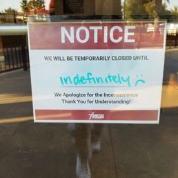 Exterior outside entrance of 7 Leaves Cafe - Sign posted today says closed indefinitely - Chino Hills, California Exterior outside entrance of 7 Leaves Cafe - Sign posted today says closed indefinitely - Chino Hills, California