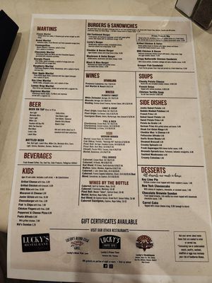 Menu photo 1 Lucky's Steak House Davison, MI