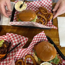 Catfish sandwich basket with onion rings and cole slaw. Catfish sandwich basket with onion rings and cole slaw.