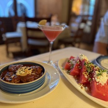 Kokkari Estiatorio - Delicious watermelon feta pine nut appetizer and meatballs - Greek Near Me - San Francisco, California Kokkari Estiatorio - Delicious watermelon feta pine nut appetizer and meatballs - Greek Near Me - San Francisco, California