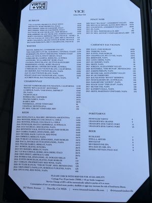 Menu photo 3 Virtue + Vice Danville, CA