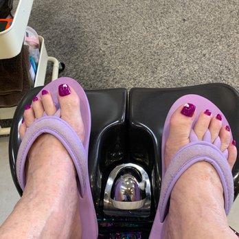 Pansy Nails & Spa - Valentine toes with little whit hearts - Nail Salons Near Me - Upland, California