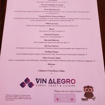 Vin Alegro - Breakfast menu - New American Near Me - Discovery Bay, California Vin Alegro - Breakfast menu - New American Near Me - Discovery Bay, California