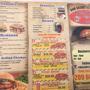 Uncle Moe's Pizza and Grill - Will definitely be back for the special deals - Pizza Near Me - Modesto, California Uncle Moe's Pizza and Grill - Will definitely be back for the special deals - Pizza Near Me - Modesto, California