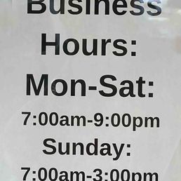 Current hours posted on door Current hours posted on door