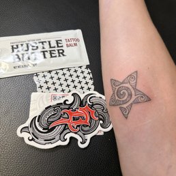 Sticker, and tattoo of custom star.