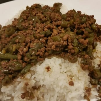 101 Noodle Express - Bean Vegetable (green beans), minced pork over rice.  Ugly...delicious. - Chinese Near Me - Alhambra, California