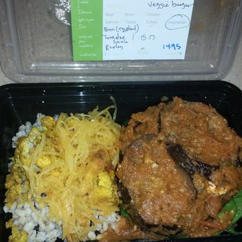 SoCal Fresh - Vegan Barley w califlower and spaghetti squash Near East Veggie Pattie with Eggplant & spinach - Food Delivery Services Near Me - Temecula, California