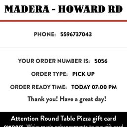 My Order time confirmation.
