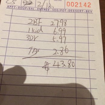 Ruby's Buffet - One adult and two kids smh - Buffets Near Me - Cherry Hill, New Jersey