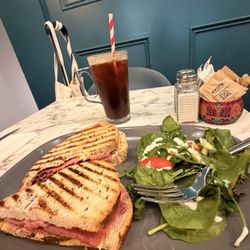 Roni's Bagel Bakery - Iced macchiato  And a sandwich