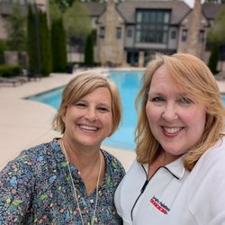Access Management Group - Andrea and I touring the pool after a thorough pressure washing