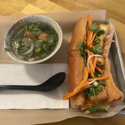 Tofu Banh Mi Combo - Fried Tofu (v) with veggie soup Tofu Banh Mi Combo - Fried Tofu (v) with veggie soup