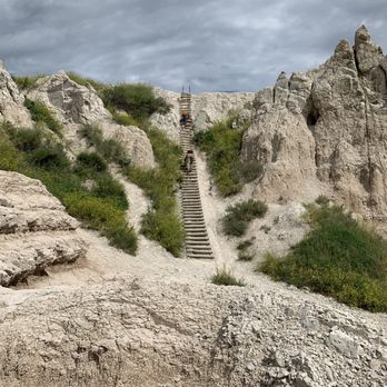 Badlands National Park - Ladder on Notch Trail about 1/2 way into the trail. - Parks Near Me - Interior, South Dakota Badlands National Park - Ladder on Notch Trail about 1/2 way into the trail. - Parks Near Me - Interior, South Dakota