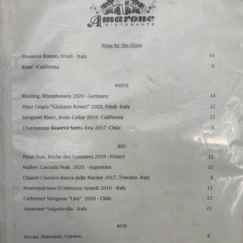 Amarone NY - Drink menu - Italian Near Me - New York, New York