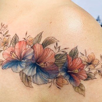Do. Art Ink Studio - Hibiscus done in the Korean flag colors - Tattoo Near Me - Alhambra, California Do. Art Ink Studio - Hibiscus done in the Korean flag colors - Tattoo Near Me - Alhambra, California