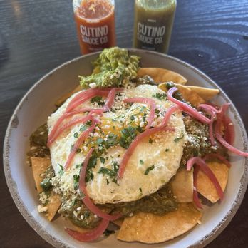 Weft & Warp Art Bar + Kitchen - Chilaquiles with pork - Breakfast & Brunch Near Me - Scottsdale, Arizona Weft & Warp Art Bar + Kitchen - Chilaquiles with pork - Breakfast & Brunch Near Me - Scottsdale, Arizona