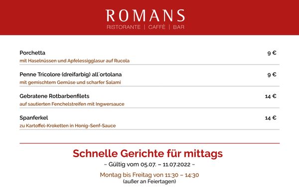 Menu photo 8 Ristorante ROMANS Munich, BY Menu photo 8 Ristorante ROMANS Munich, BY