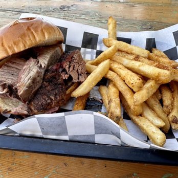 Bobby D's BBQ - Brisket sandwich with fries. - Barbeque Near Me - Jerome, Arizona Bobby D's BBQ - Brisket sandwich with fries. - Barbeque Near Me - Jerome, Arizona