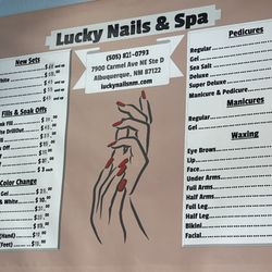 Lucky Nails & Spa - Menu with updated prices