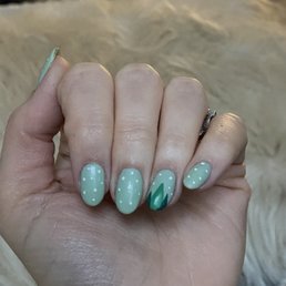 Polygel nail manicure with nail art