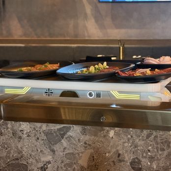 Master Kim's Wagyu House - Conveyor belt delivery system. Green means it's yours... - Korean Near Me - Las Vegas, Nevada Master Kim's Wagyu House - Conveyor belt delivery system. Green means it's yours... - Korean Near Me - Las Vegas, Nevada
