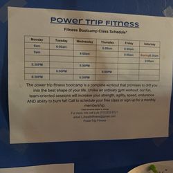 Power Trip Fitness - Schedule as of Nov 2024