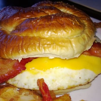Hennessey's La Jolla - Pretzel Breakfast Sandwich - New American Near Me - La Jolla, California Hennessey's La Jolla - Pretzel Breakfast Sandwich - New American Near Me - La Jolla, California
