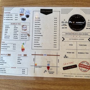 PHOnomenal Teriyaki - Menu - Bubble Tea Near Me - Auburn, Washington