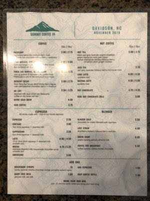 Menu photo 2 Summit Coffee Davidson, NC Menu photo 2 Summit Coffee Davidson, NC